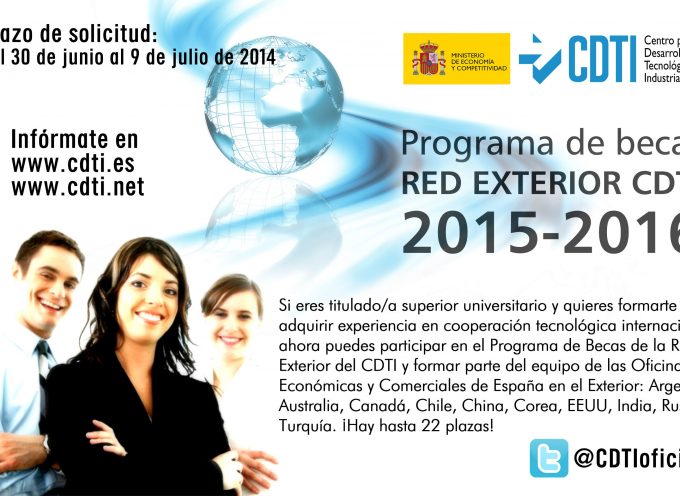 NUEVA! Convocatoria 2015-2016 Programa @CDTIoficial Becas Oficinas Internacionales para jóvenes titulados universitarios