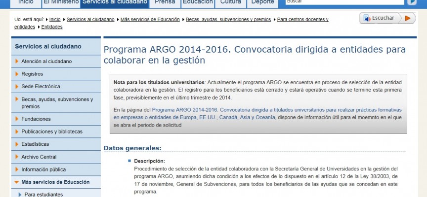 Abierto plazo para solicitar prácticas en empresas de ámbito internacional. ARGO Programa – Hasta el 31diciembre