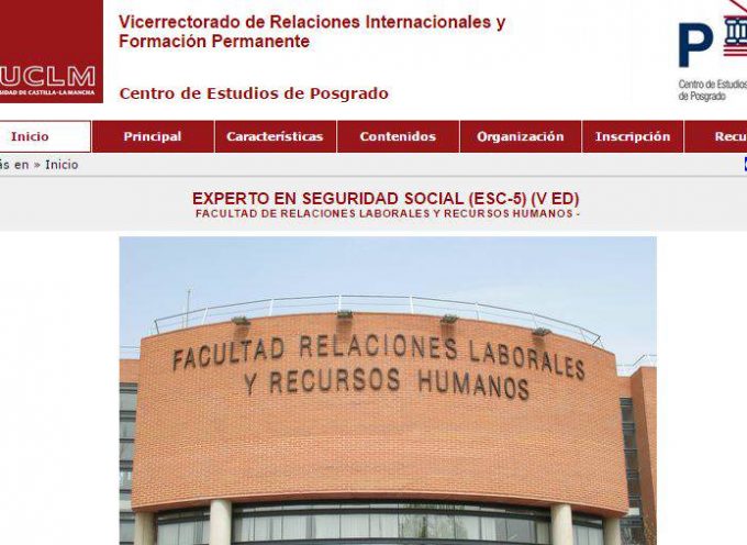 Abierta la preinscripción del V Master de Postgrado de EXPERTO EN SEGURIDAD SOCIAL (Modalidad On-Line)