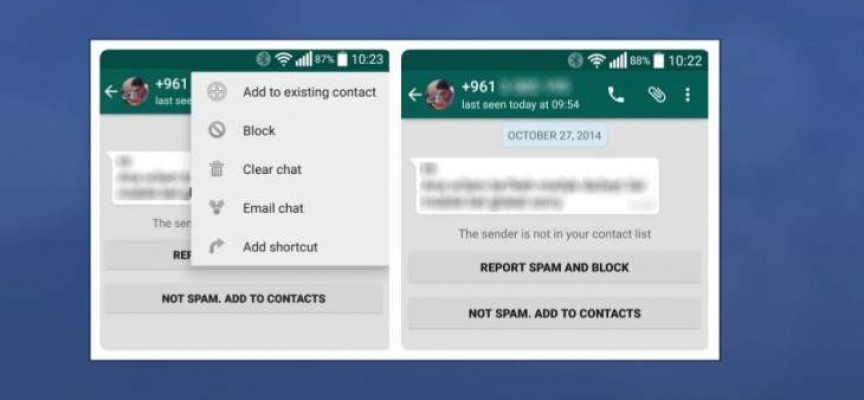 Whatsapp permite indicar que una cuenta es Spam o simplemente bloquearla