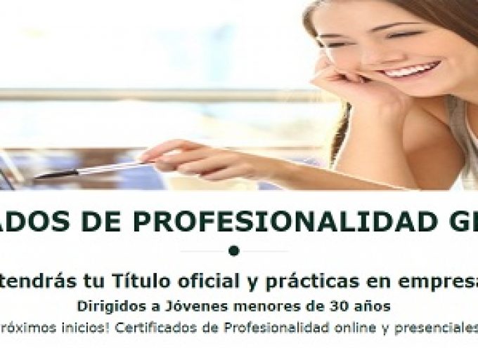 Cursos con Certificados de profesionalidad online gratuitos para jóvenes