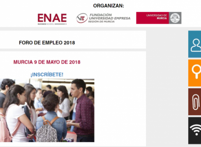 Ofertas de trabajo en el nuevo Foro de Empleo 2018 de Enae #Murcía 9 de mayo de 2018