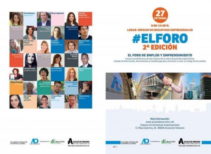 Recuerda:  27/09/2018 la 2ª edición de “El Foro de empleo y emprendimiento” en Alcalá de Henares. ¿Te lo vas a perder?