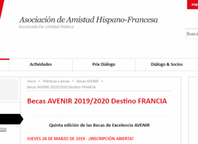 Becas Avenir para estudiar y hacer prácticas en Francia | Plazo 17/05/2019