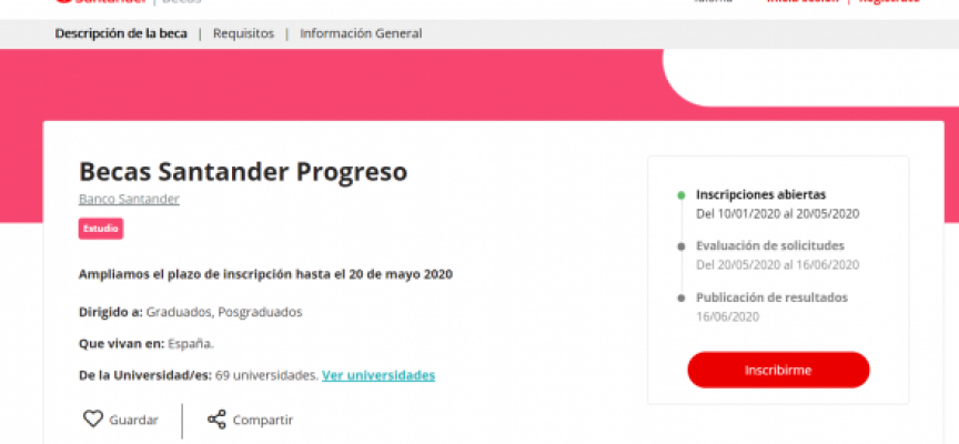 Banco Santander convoca más de 1000 becas en España | Plazo 20 de mayo  2020