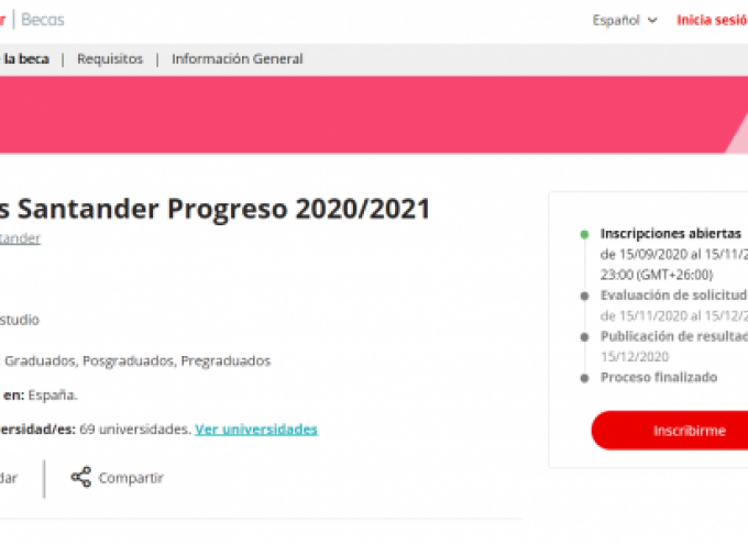 Convocatoria de 748 becas de 1.000€ cada una. Becas Progreso
