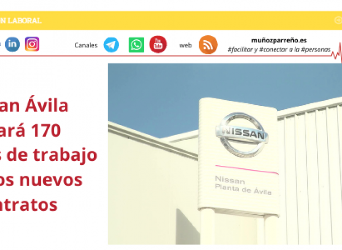 Nissan Ávila creará 170 puestos de trabajo con dos nuevos contratos