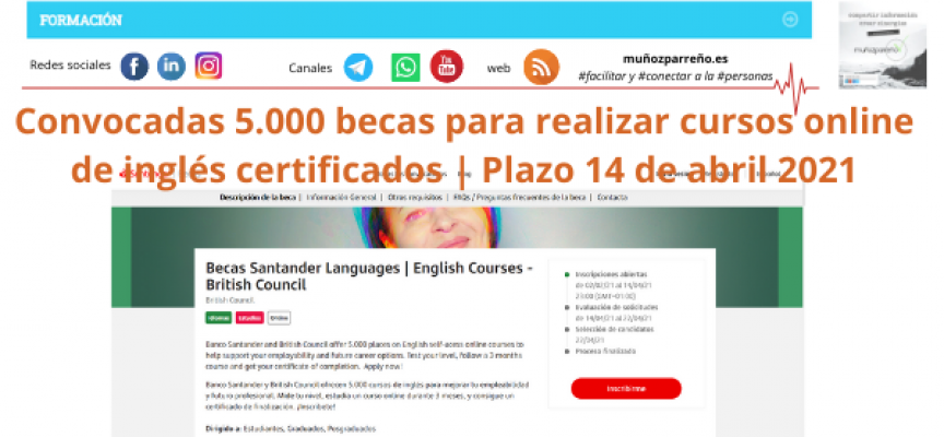 Convocadas 5.000 becas para realizar cursos online de inglés certificados | Plazo 14 de abril 2021