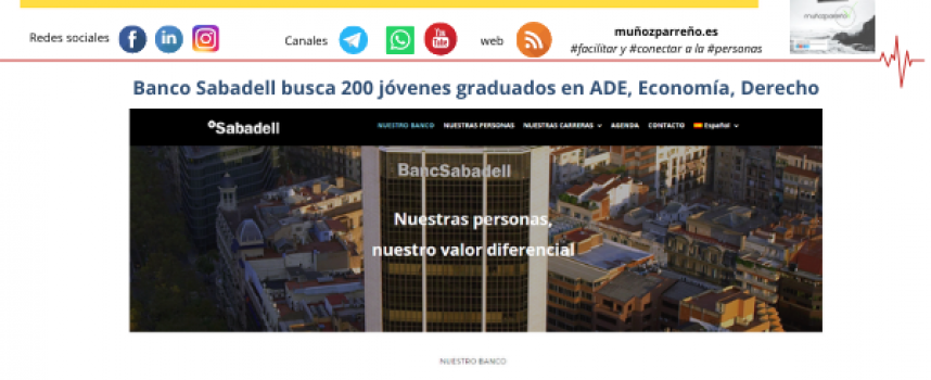 Banco Sabadell busca 200 jóvenes graduados en ADE, Economía, Derecho