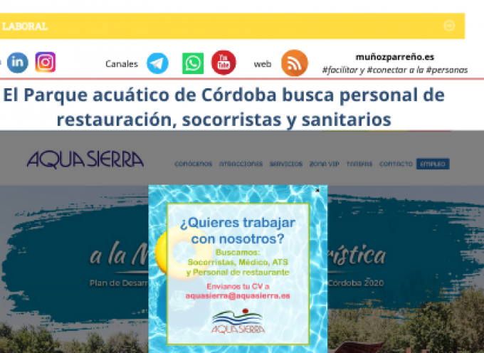 El Parque acuático de Córdoba busca personal de restauración, socorristas y sanitarios