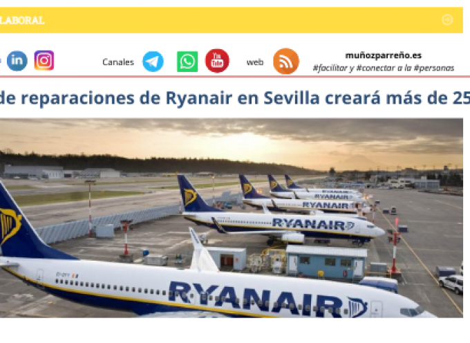 El hangar de reparaciones de Ryanair en Sevilla creará más de 250 empleos