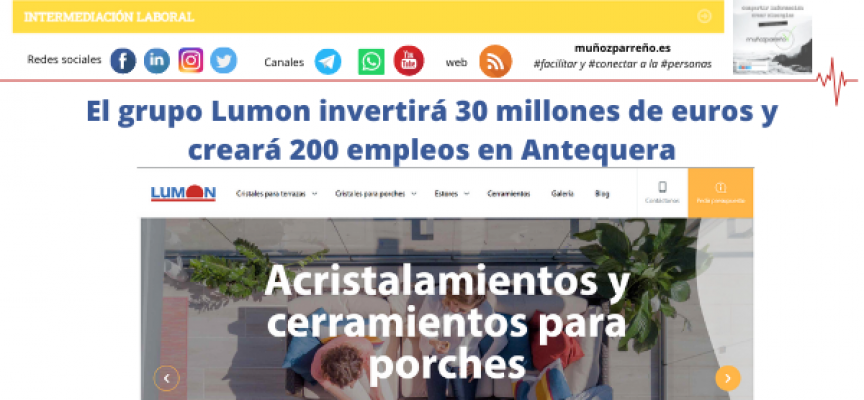 LUMON creará 200 empleos en Antequera en su fábrica de acristalamientos