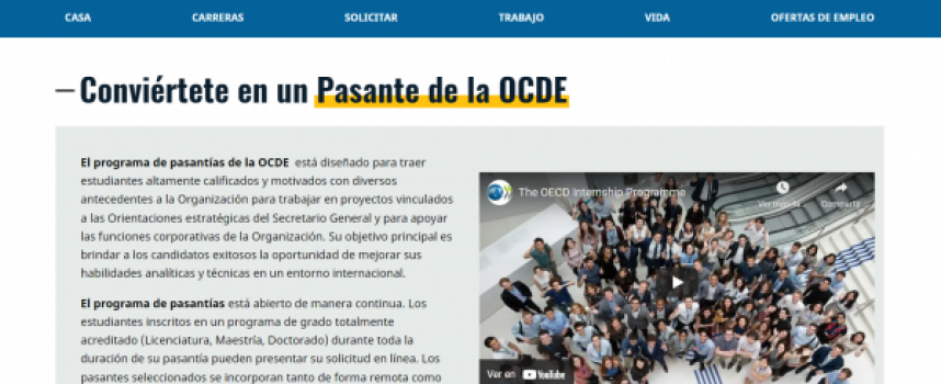 Programa para realizar 500 prácticas en la OCDE | Plazo 28/02/2022