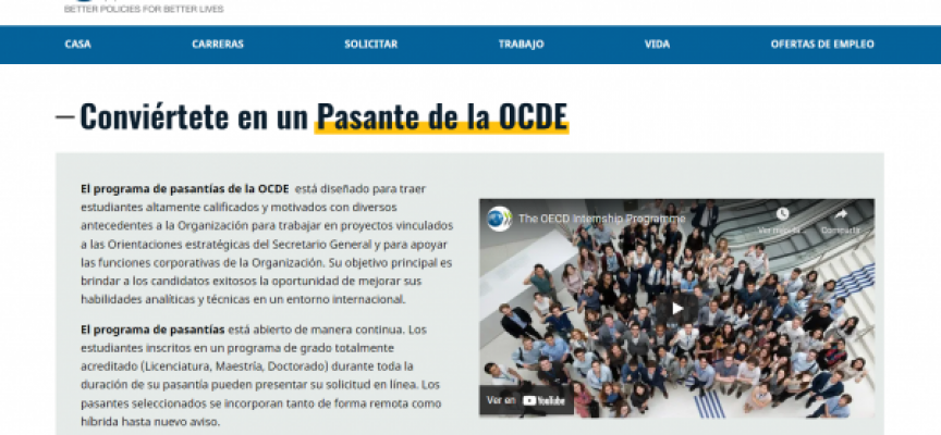 Programa para realizar 500 prácticas en la OCDE | Plazo 28/02/2022
