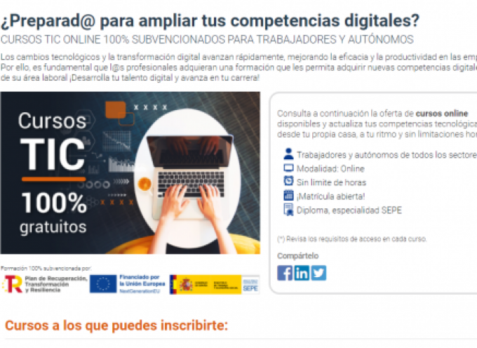 CURSOS TIC ONLINE GRATUITOS