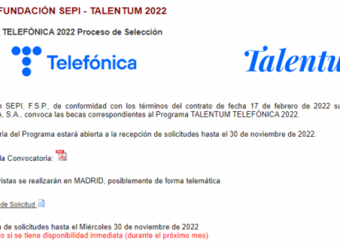 Becas de hasta 2.500 euros mensuales para hacer prácticas en empresas de Telefónica